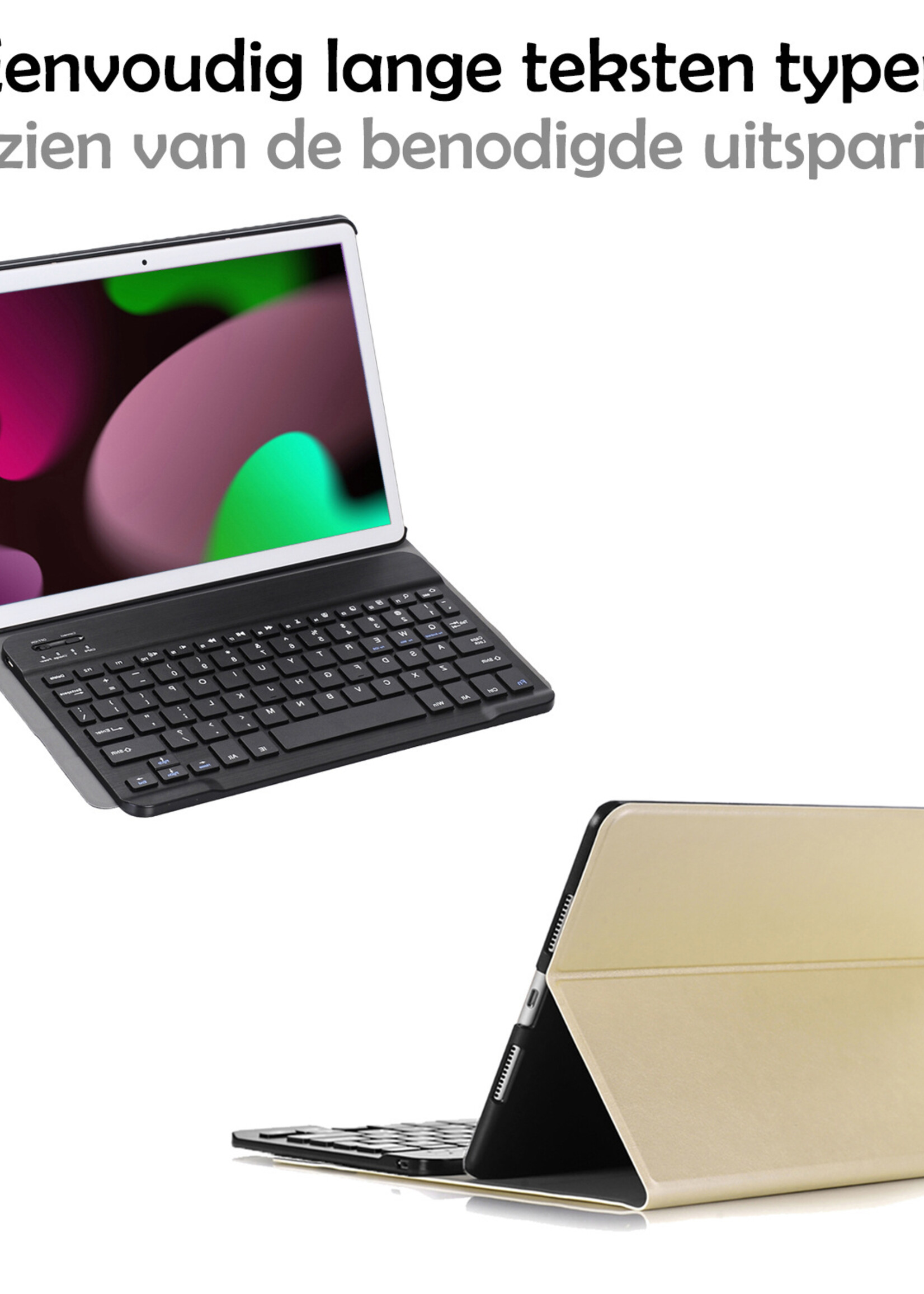 LUQ Hoes Geschikt voor iPad 10.2 2021 Hoes Keyboard Cover Toetsenbord Hoesje - Hoesje Geschikt voor iPad 9 Toetsenbord Hoes - Goud