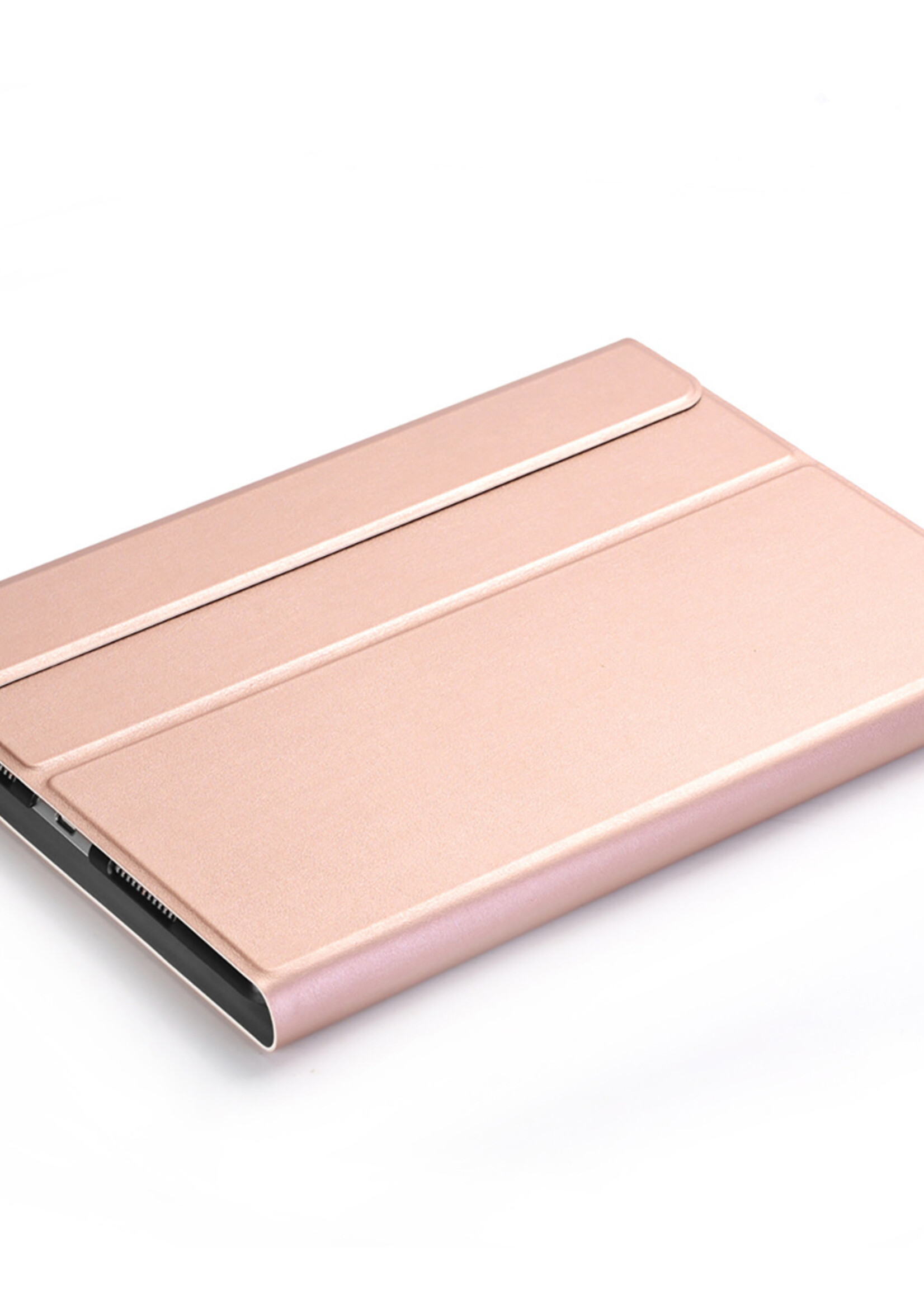 LUQ Hoes Geschikt voor iPad 10.2 2021 Hoes Keyboard Cover Toetsenbord Hoesje - Hoesje Geschikt voor iPad 9 Toetsenbord Hoes - Rosé goud