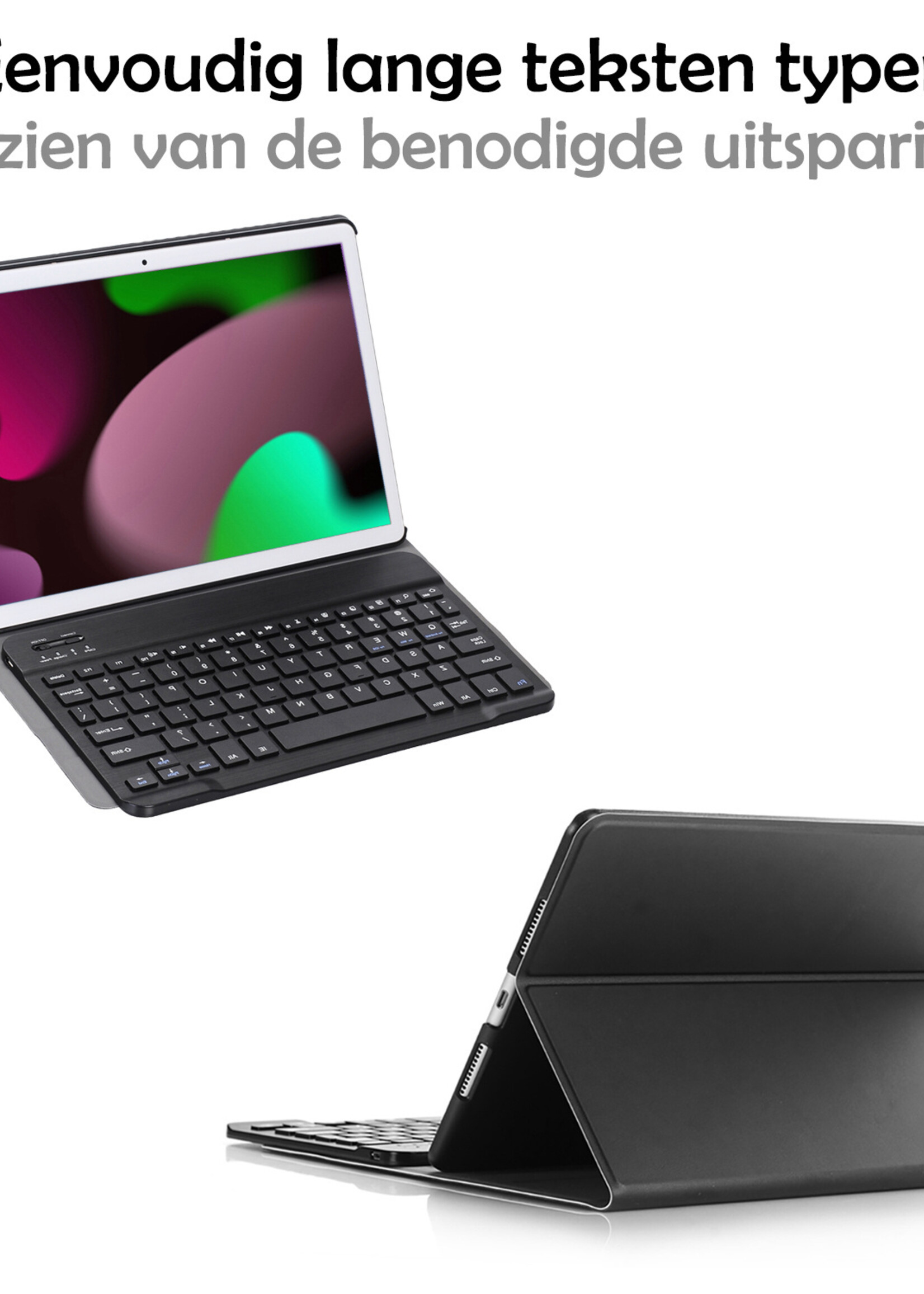 LUQ Hoes Geschikt voor iPad 10.2 2021 Hoes Keyboard Cover Toetsenbord Hoesje - Hoesje Geschikt voor iPad 9 Toetsenbord Hoes - Zwart