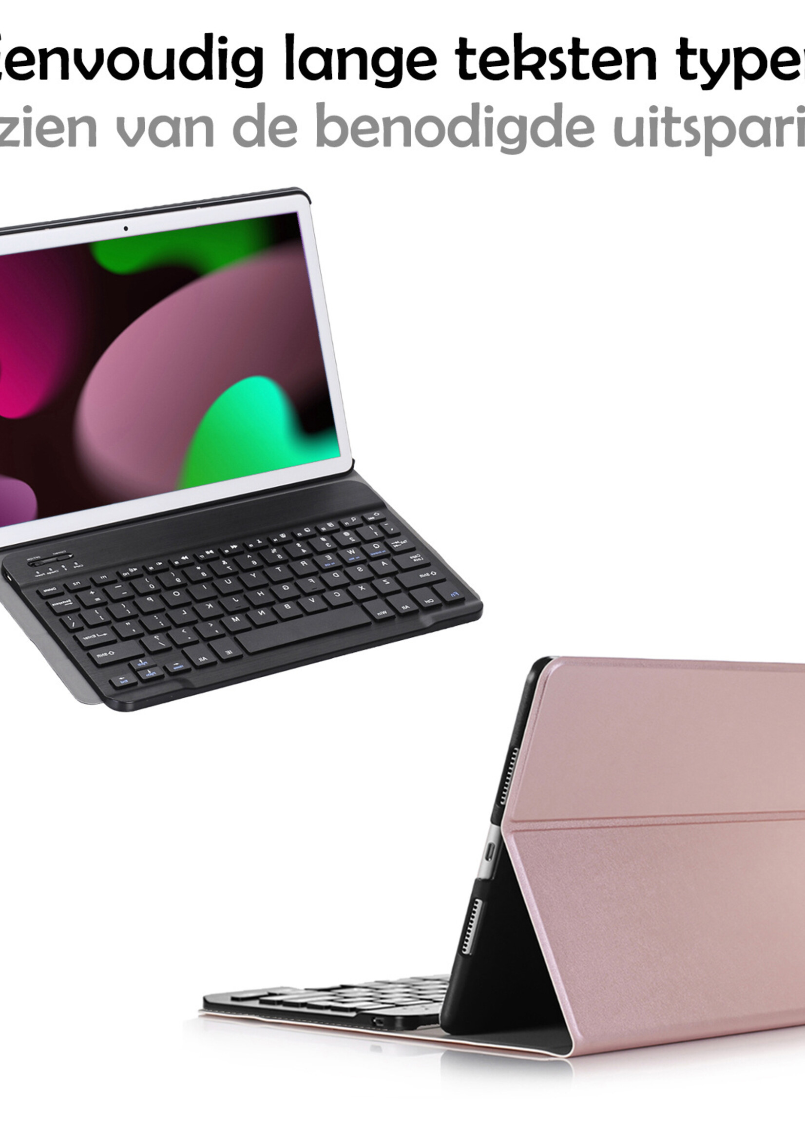 LUQ Hoes Geschikt voor iPad 10.2 2021 Hoes Keyboard Cover Toetsenbord Hoesje Met Screenprotector - Hoesje Geschikt voor iPad 9 Toetsenbord Hoes - Rosé goud