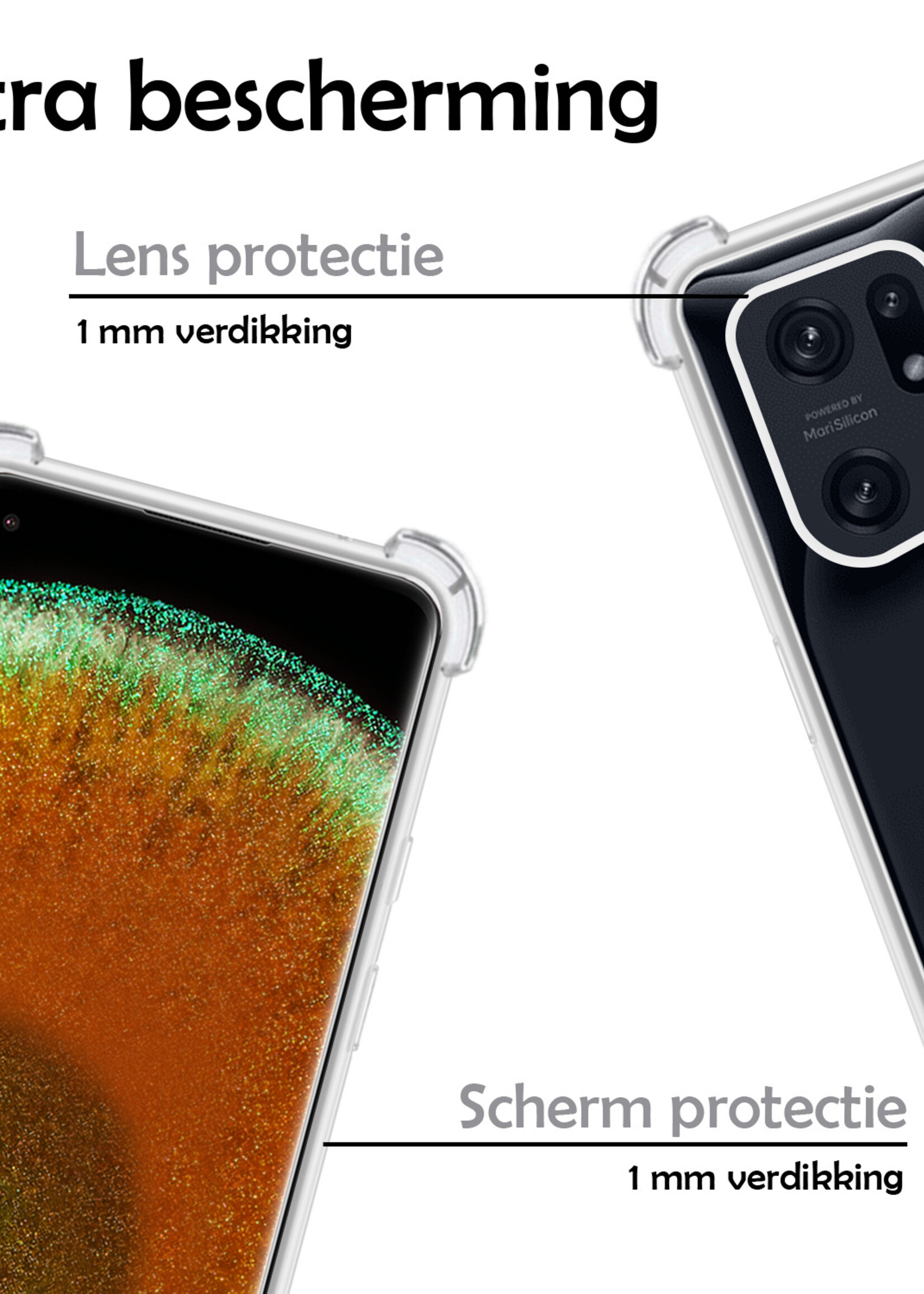 LUQ Hoesje Geschikt voor OPPO Find X5 Hoesje Shockproof Case Siliconen - Hoes Geschikt voor OPPO X5 Hoes Cover Siliconen - Transparant