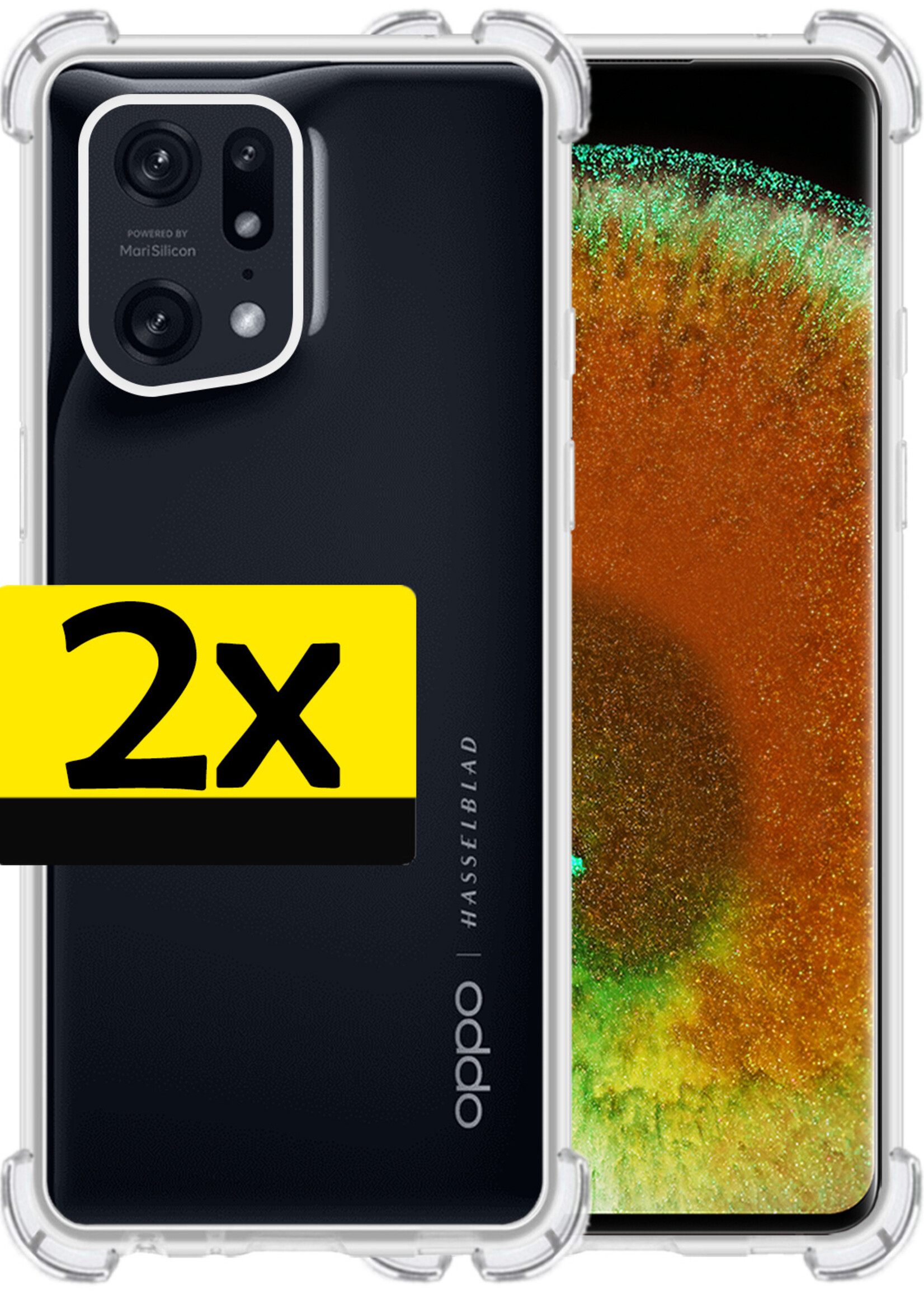 LUQ Hoesje Geschikt voor OPPO Find X5 Hoesje Shockproof Case Siliconen - Hoes Geschikt voor OPPO X5 Hoes Cover Siliconen - Transparant - 2 Stuks