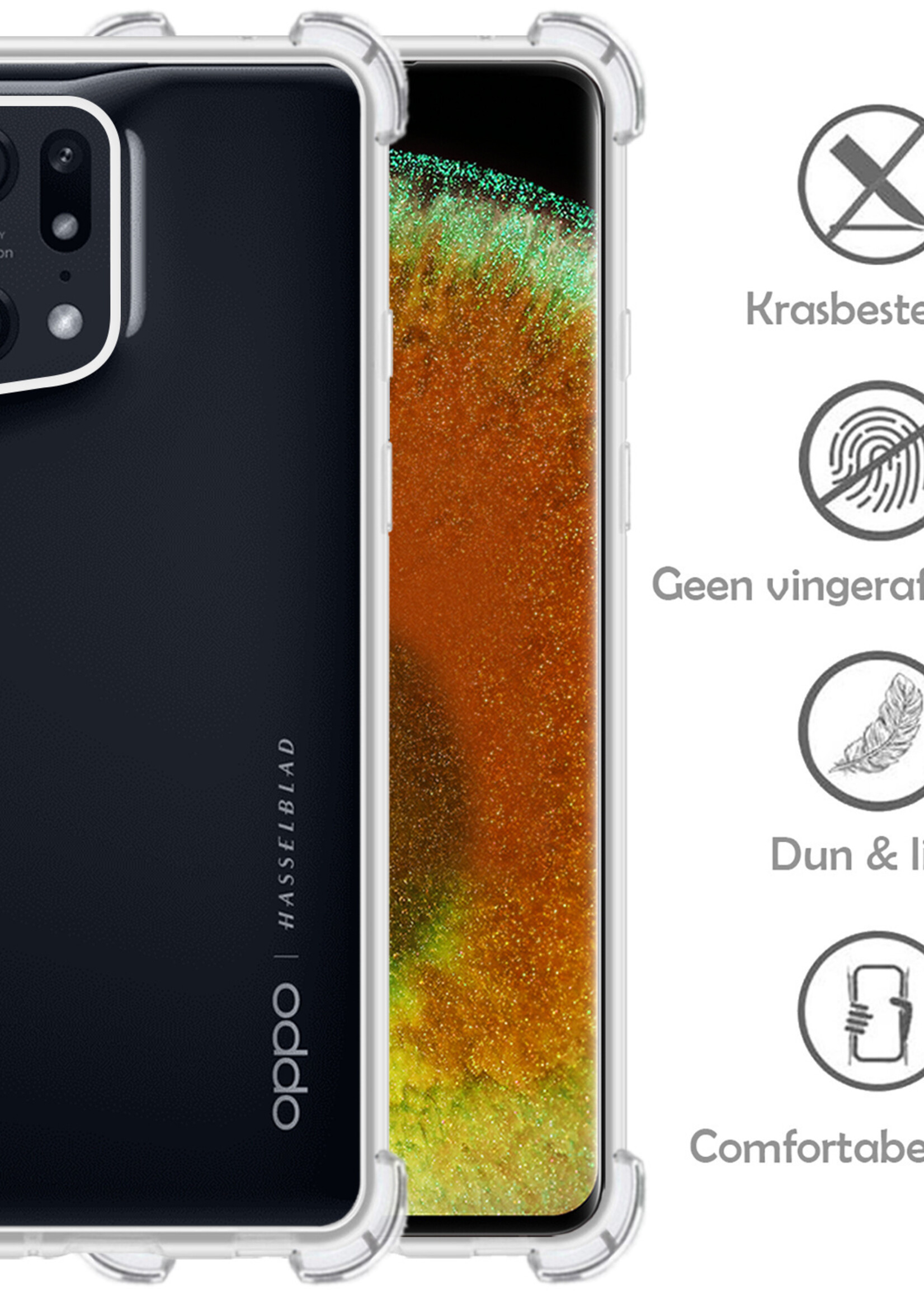 LUQ Hoesje Geschikt voor OPPO Find X5 Hoesje Shockproof Case Siliconen Met Screenprotector - Hoes Geschikt voor OPPO X5 Hoes Cover Siliconen - Transparant