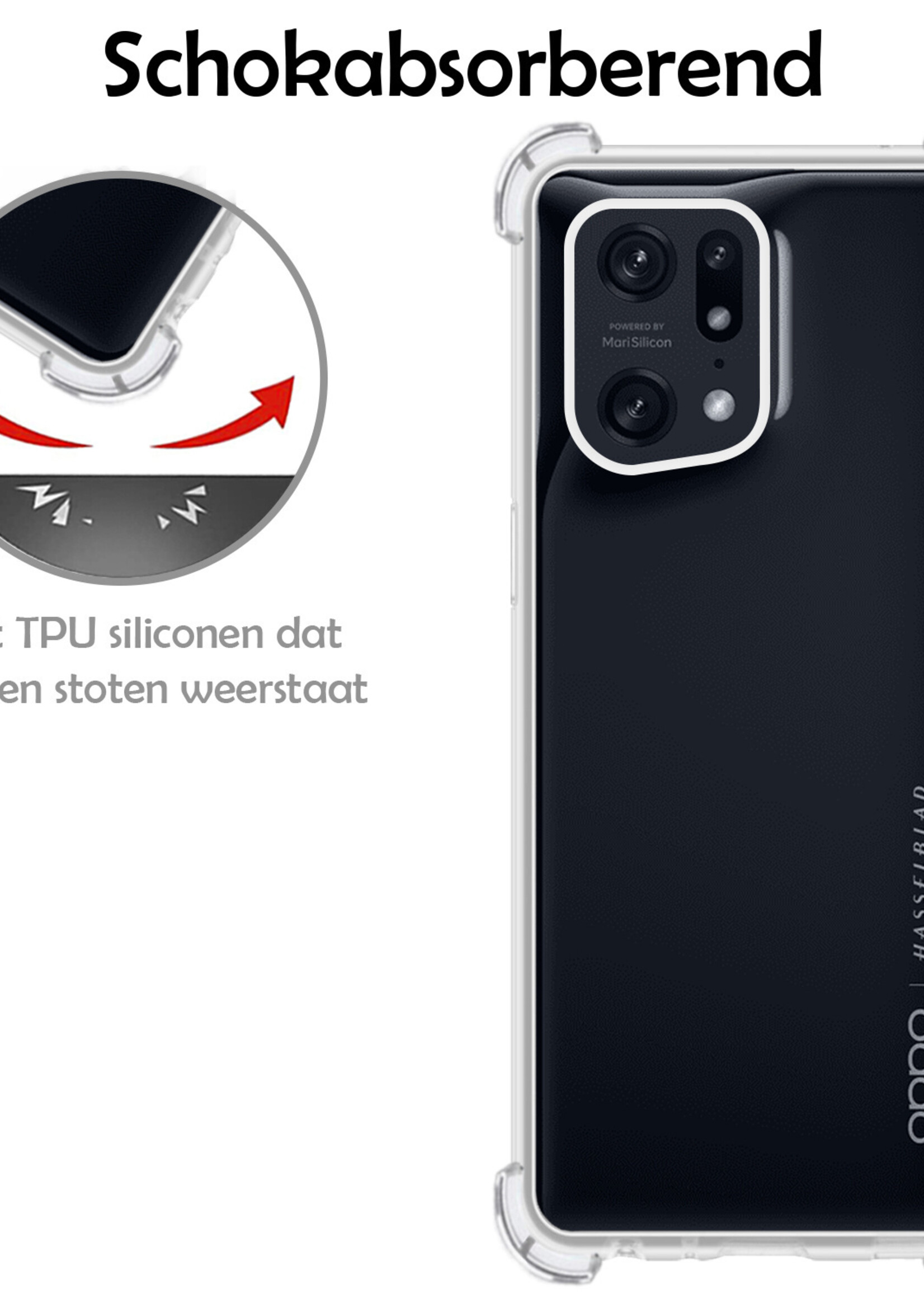 LUQ Hoesje Geschikt voor OPPO Find X5 Hoesje Shockproof Case Siliconen Met Screenprotector - Hoes Geschikt voor OPPO X5 Hoes Cover Siliconen - Transparant