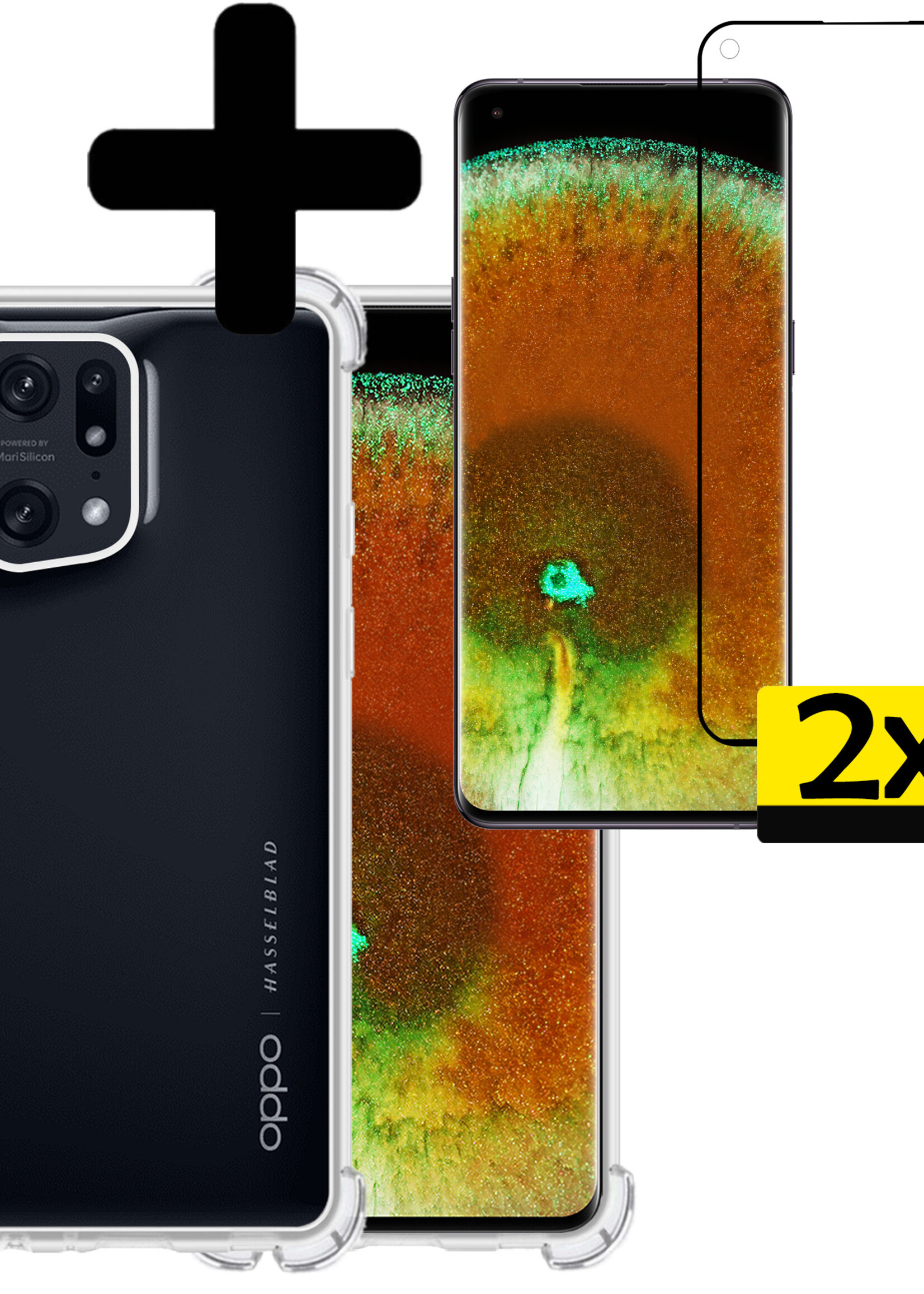 LUQ Hoesje Geschikt voor OPPO Find X5 Hoesje Shockproof Case Siliconen Met 2x Screenprotector - Hoes Geschikt voor OPPO X5 Hoes Cover Siliconen - Transparant