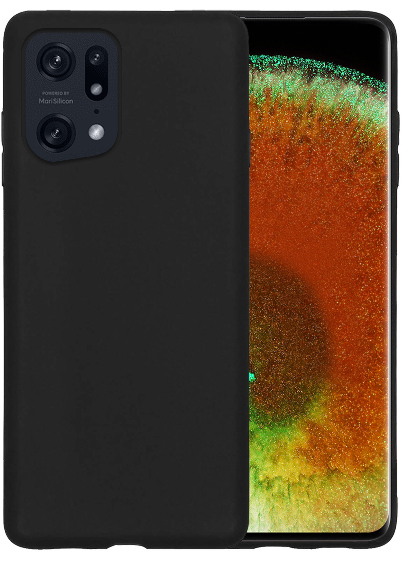 LUQ Hoesje Geschikt voor OPPO Find X5 Hoesje Siliconen Case - Hoes Geschikt voor OPPO X5 Hoes Siliconen - Zwart