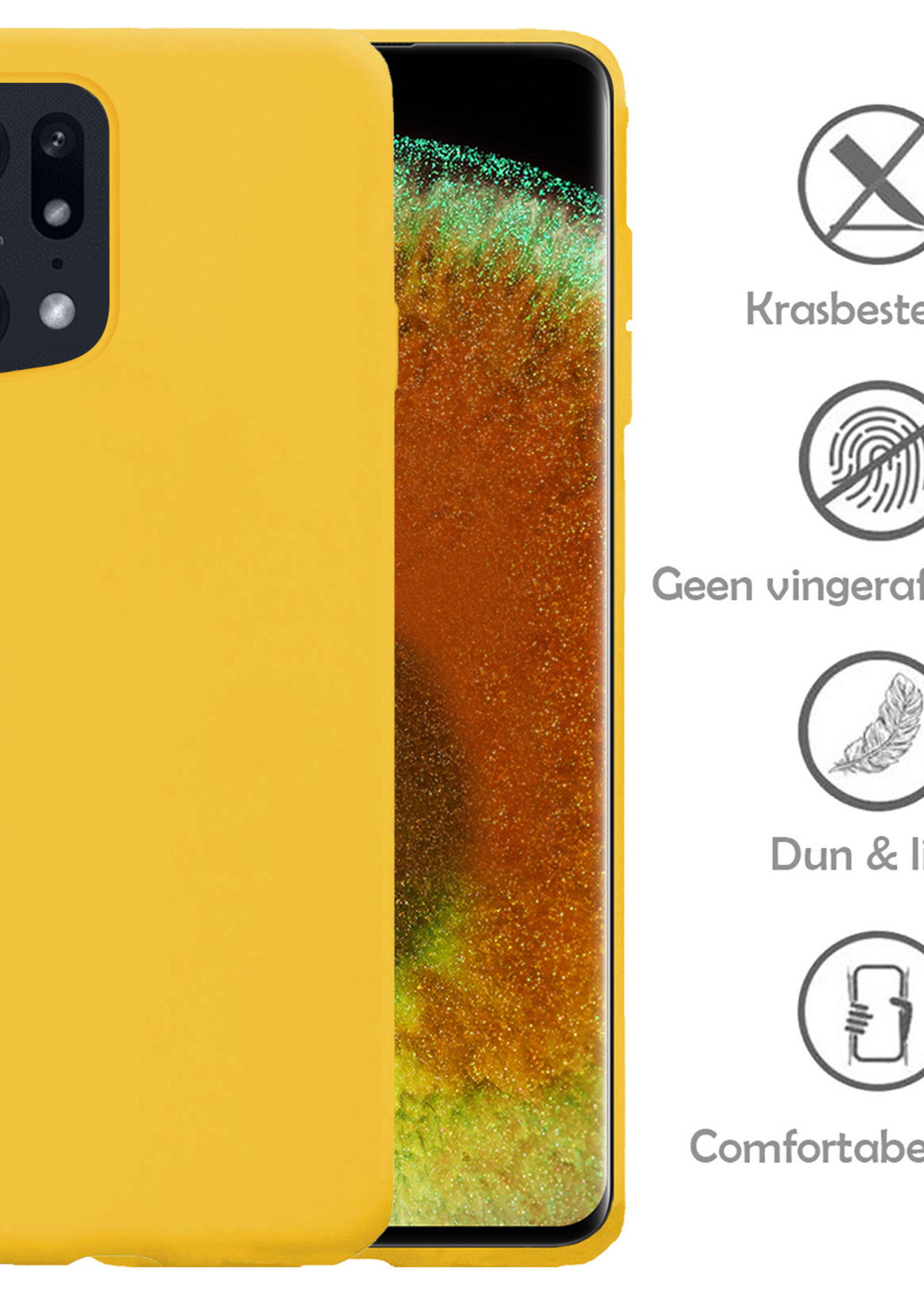 LUQ Hoesje Geschikt voor OPPO Find X5 Hoesje Siliconen Case - Hoes Geschikt voor OPPO X5 Hoes Siliconen - Geel - 2 Stuks