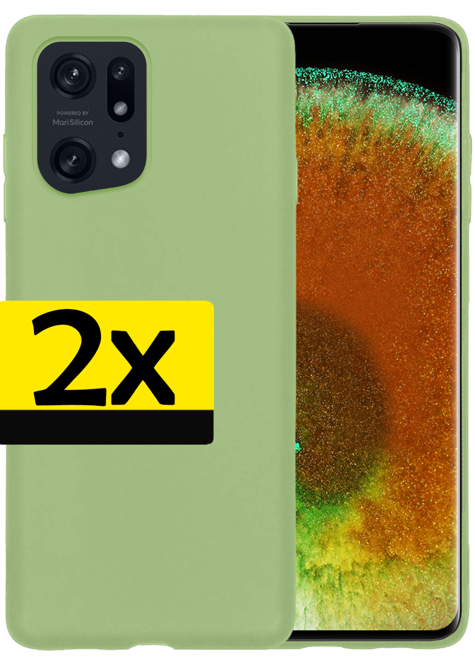 LUQ Hoesje Geschikt voor OPPO Find X5 Hoesje Siliconen Case - Hoes Geschikt voor OPPO X5 Hoes Siliconen - Groen - 2 Stuks