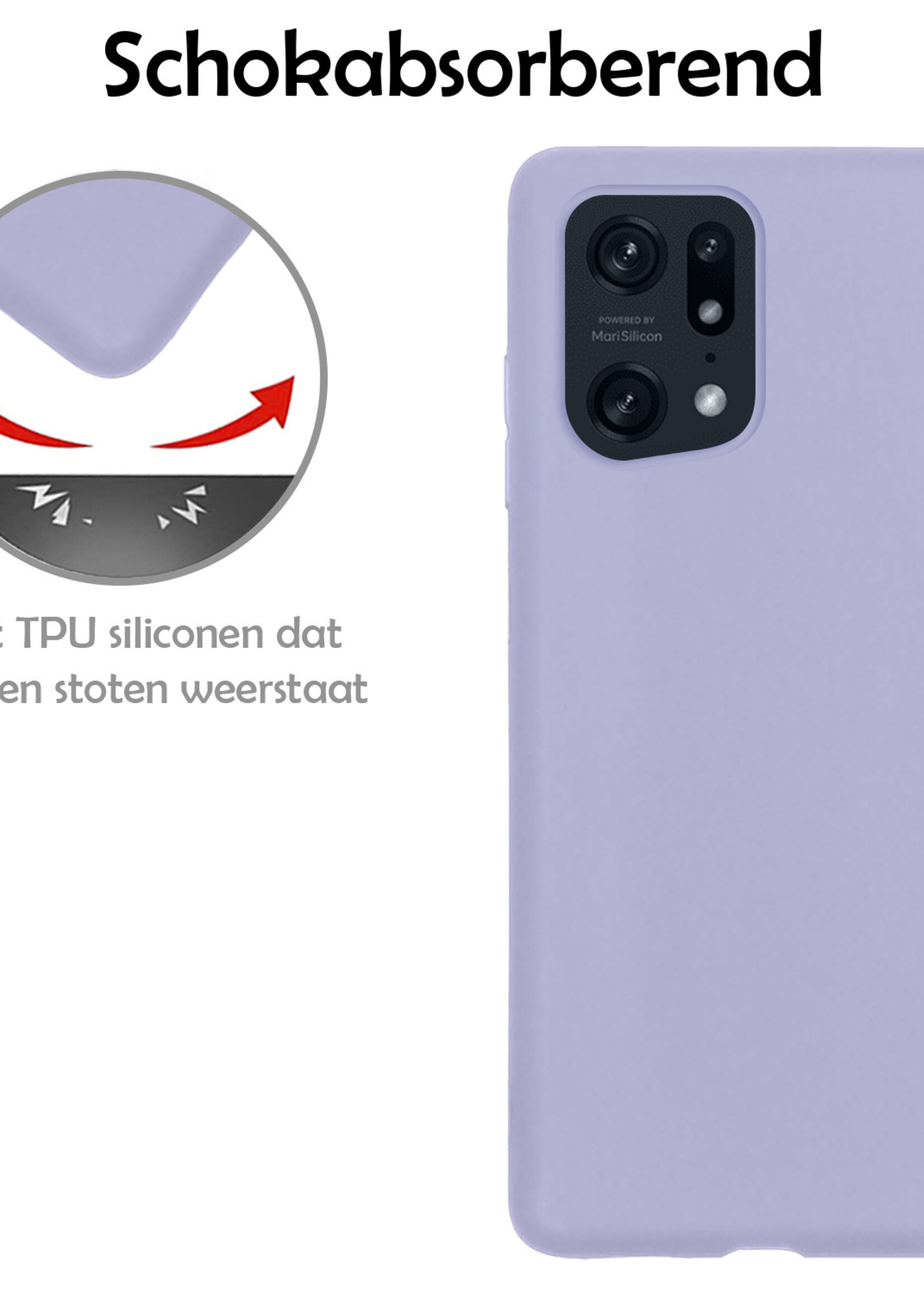 LUQ Hoesje Geschikt voor OPPO Find X5 Hoesje Siliconen Case - Hoes Geschikt voor OPPO X5 Hoes Siliconen - Lila - 2 Stuks