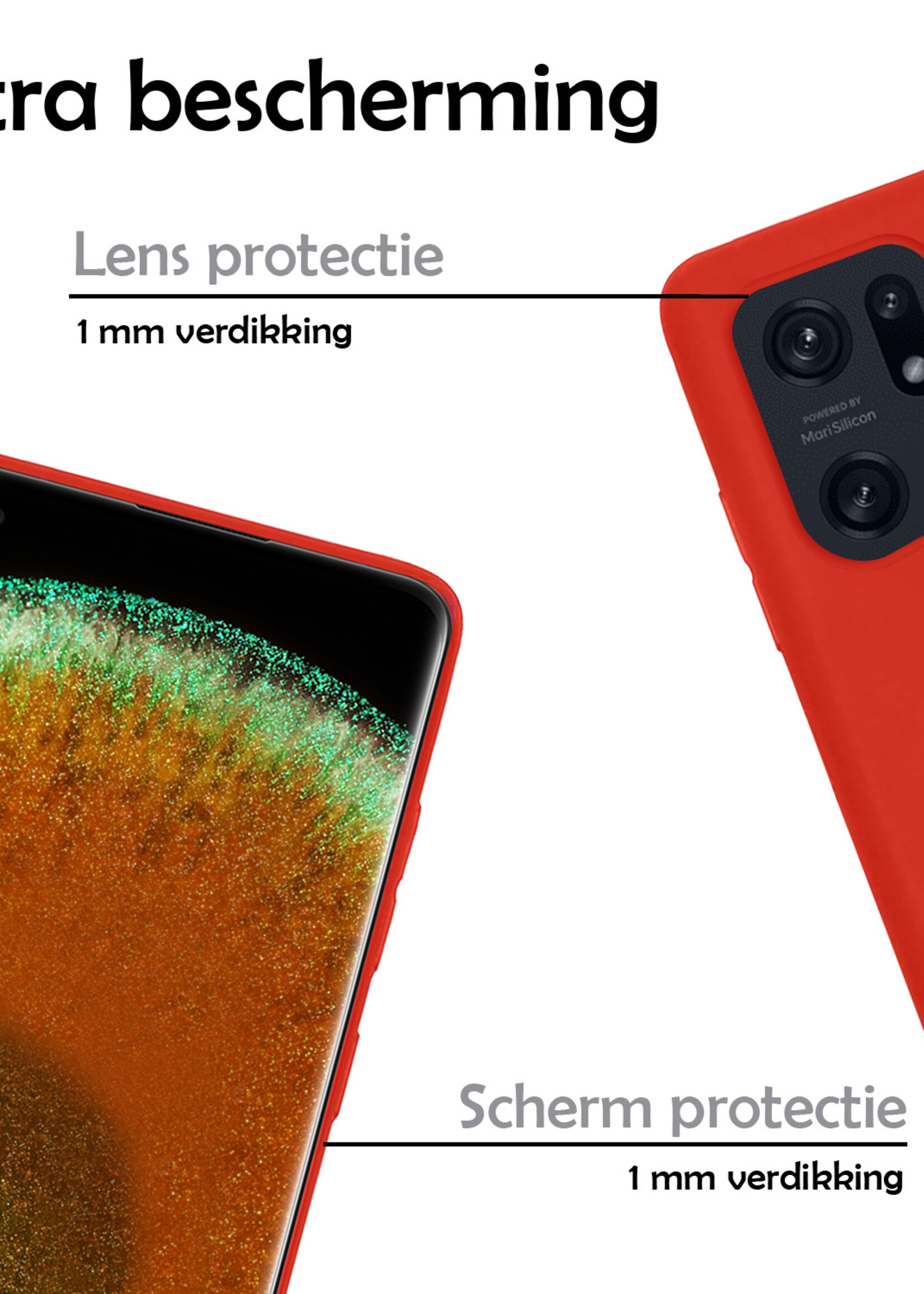 LUQ Hoesje Geschikt voor OPPO Find X5 Hoesje Siliconen Case - Hoes Geschikt voor OPPO X5 Hoes Siliconen - Rood - 2 Stuks