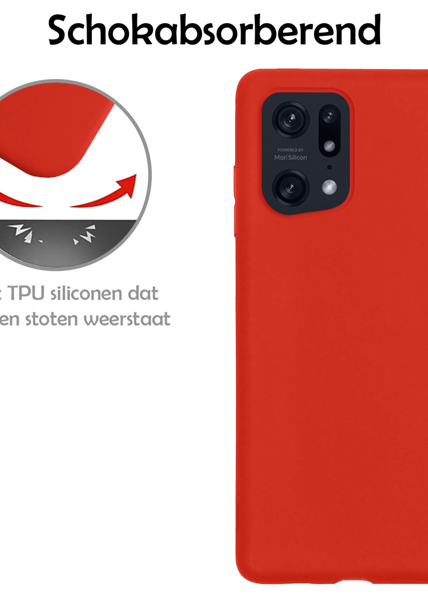 LUQ Hoesje Geschikt voor OPPO Find X5 Hoesje Siliconen Case - Hoes Geschikt voor OPPO X5 Hoes Siliconen - Rood - 2 Stuks
