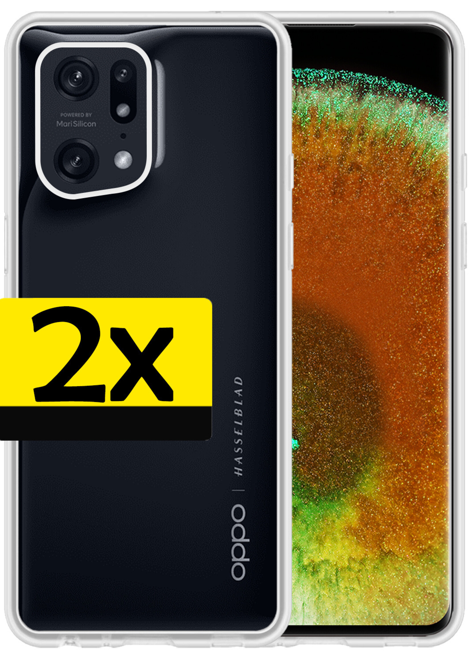 LUQ Hoesje Geschikt voor OPPO Find X5 Hoesje Siliconen Case - Hoes Geschikt voor OPPO X5 Hoes Siliconen - Transparant - 2 Stuks