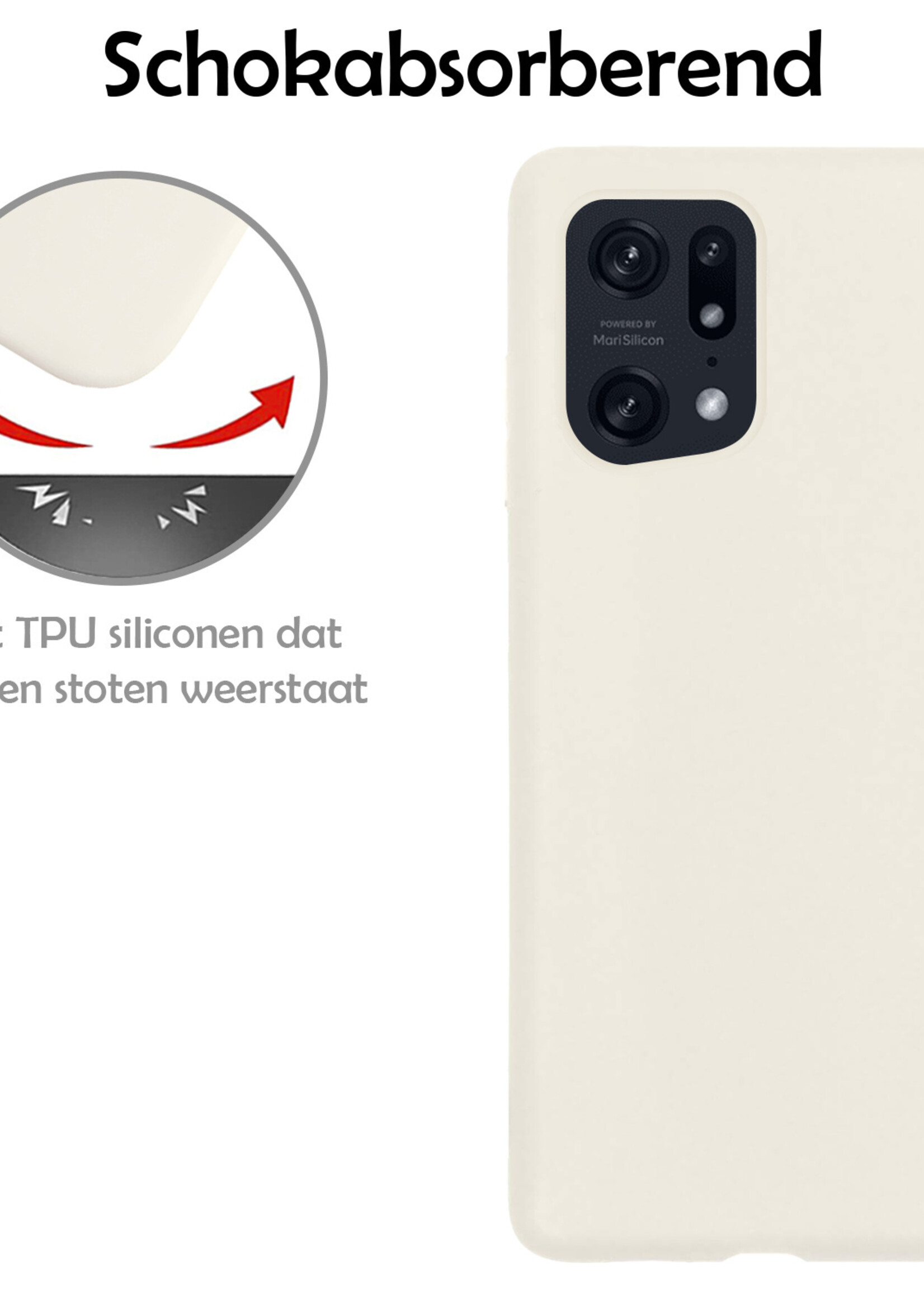LUQ Hoesje Geschikt voor OPPO Find X5 Hoesje Siliconen Case - Hoes Geschikt voor OPPO X5 Hoes Siliconen - Wit - 2 Stuks