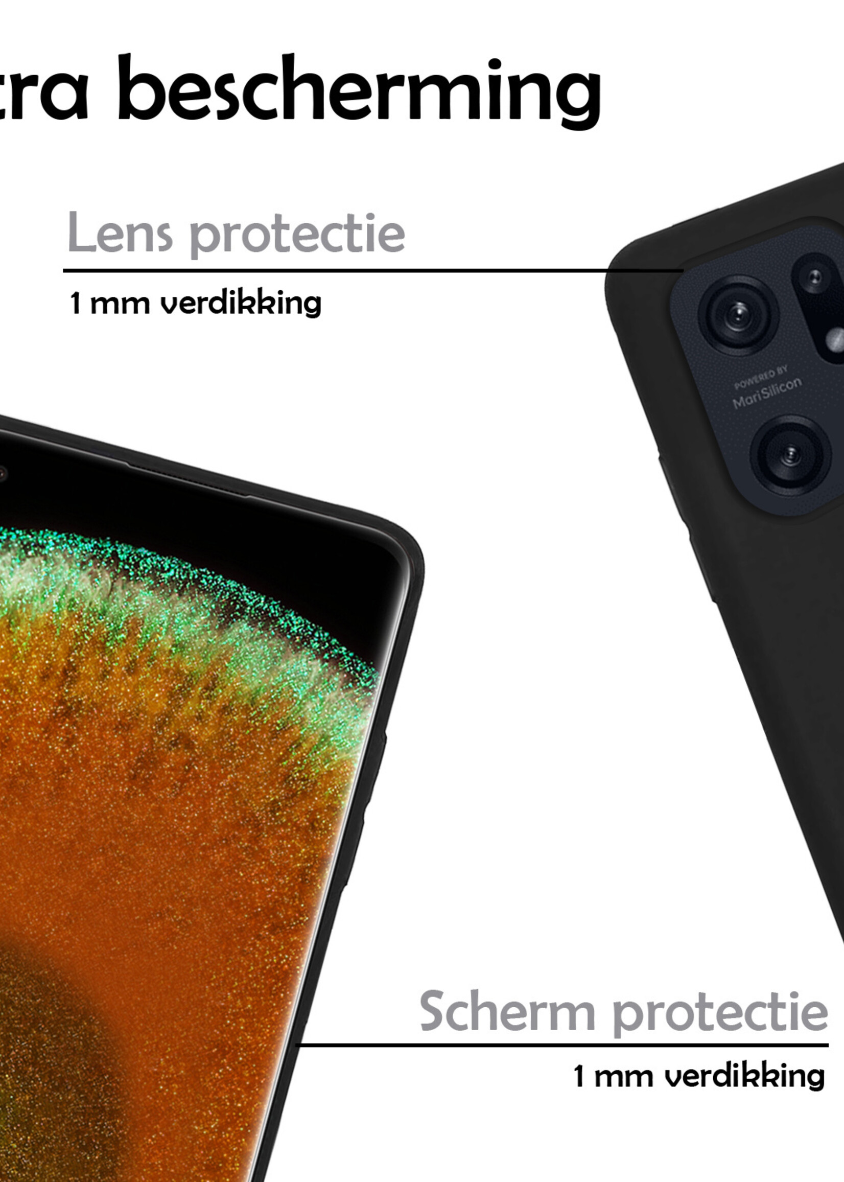 LUQ Hoesje Geschikt voor OPPO Find X5 Hoesje Siliconen Case - Hoes Geschikt voor OPPO X5 Hoes Siliconen - Zwart - 2 Stuks