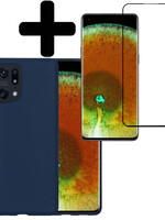 LUQ LUQ OPPO Find X5 Hoesje Siliconen Met Screenprotector - Donkerblauw