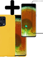 LUQ LUQ OPPO Find X5 Hoesje Siliconen Met Screenprotector - Geel