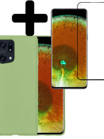 LUQ LUQ OPPO Find X5 Hoesje Siliconen Met Screenprotector - Groen