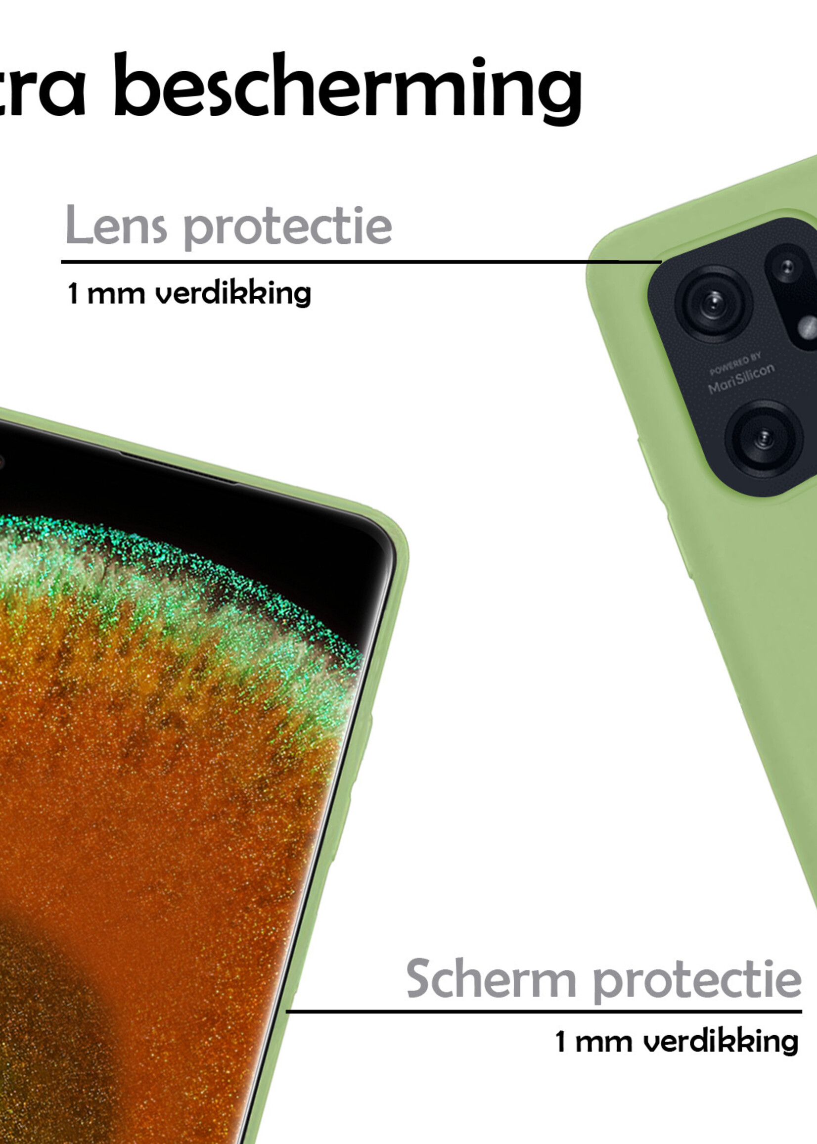 LUQ Hoesje Geschikt voor OPPO Find X5 Hoesje Siliconen Case Met Screenprotector - Hoes Geschikt voor OPPO X5 Hoes Siliconen - Groen