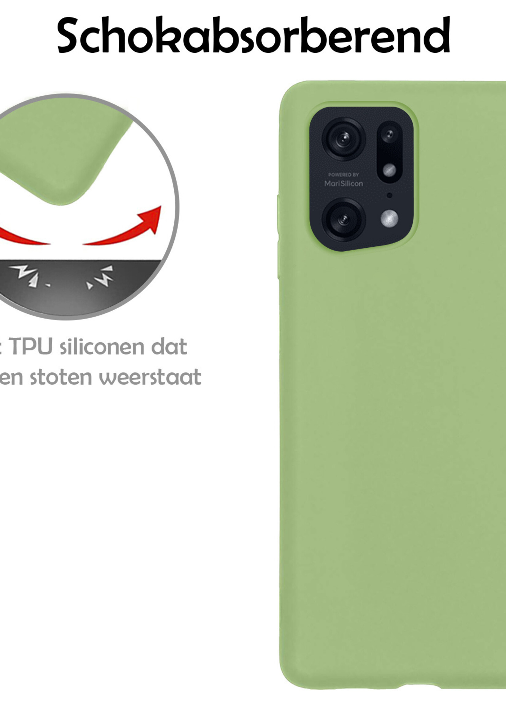 LUQ Hoesje Geschikt voor OPPO Find X5 Hoesje Siliconen Case Met Screenprotector - Hoes Geschikt voor OPPO X5 Hoes Siliconen - Groen