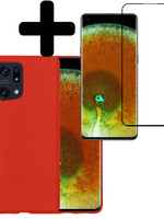 LUQ LUQ OPPO Find X5 Hoesje Siliconen Met Screenprotector - Rood