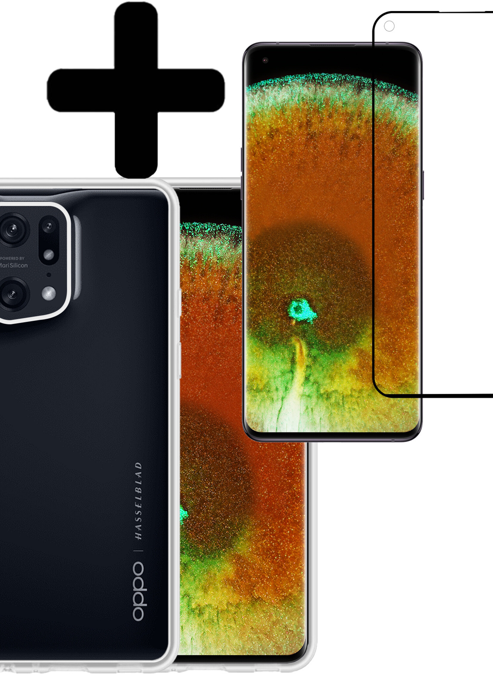 LUQ Hoesje Geschikt voor OPPO Find X5 Hoesje Siliconen Case Met Screenprotector - Hoes Geschikt voor OPPO X5 Hoes Siliconen - Transparant