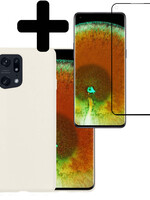 LUQ LUQ OPPO Find X5 Hoesje Siliconen Met Screenprotector - Wit