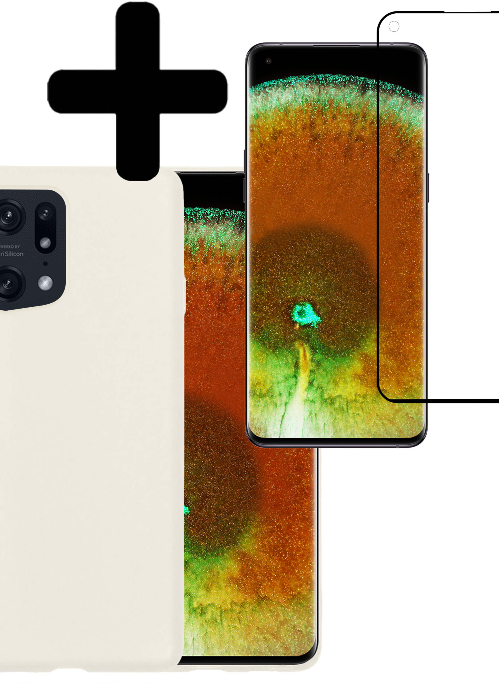 LUQ Hoesje Geschikt voor OPPO Find X5 Hoesje Siliconen Case Met Screenprotector - Hoes Geschikt voor OPPO X5 Hoes Siliconen - Wit