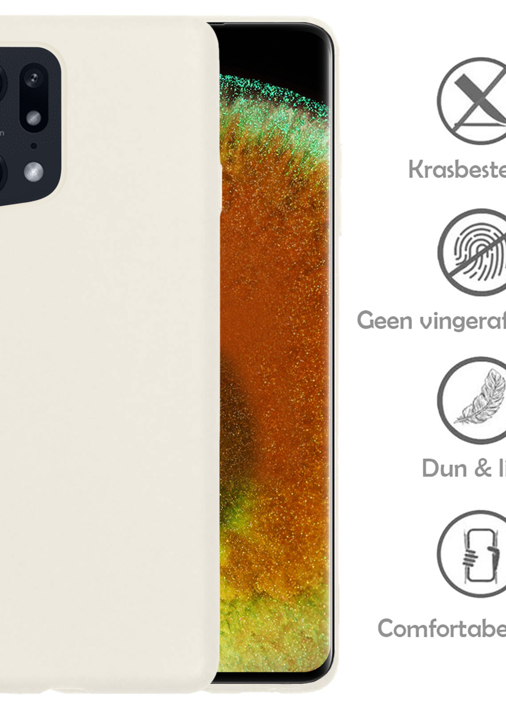 LUQ Hoesje Geschikt voor OPPO Find X5 Hoesje Siliconen Case Met Screenprotector - Hoes Geschikt voor OPPO X5 Hoes Siliconen - Wit