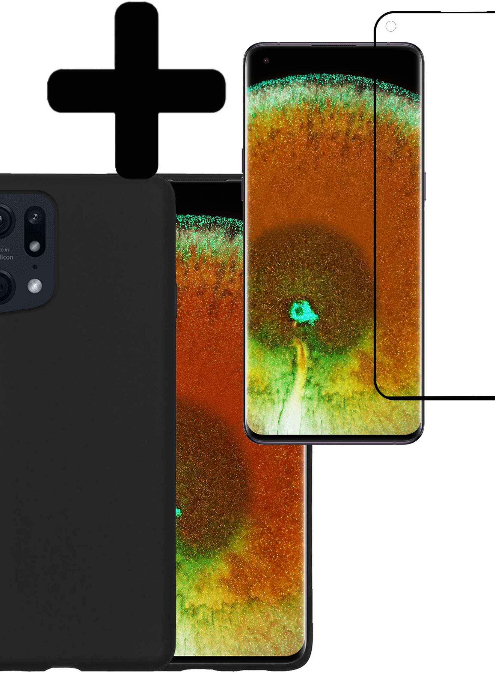 LUQ Hoesje Geschikt voor OPPO Find X5 Hoesje Siliconen Case Met Screenprotector - Hoes Geschikt voor OPPO X5 Hoes Siliconen - Zwart