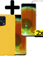 LUQ LUQ OPPO Find X5 Hoesje Siliconen Met 2x Screenprotector - Geel