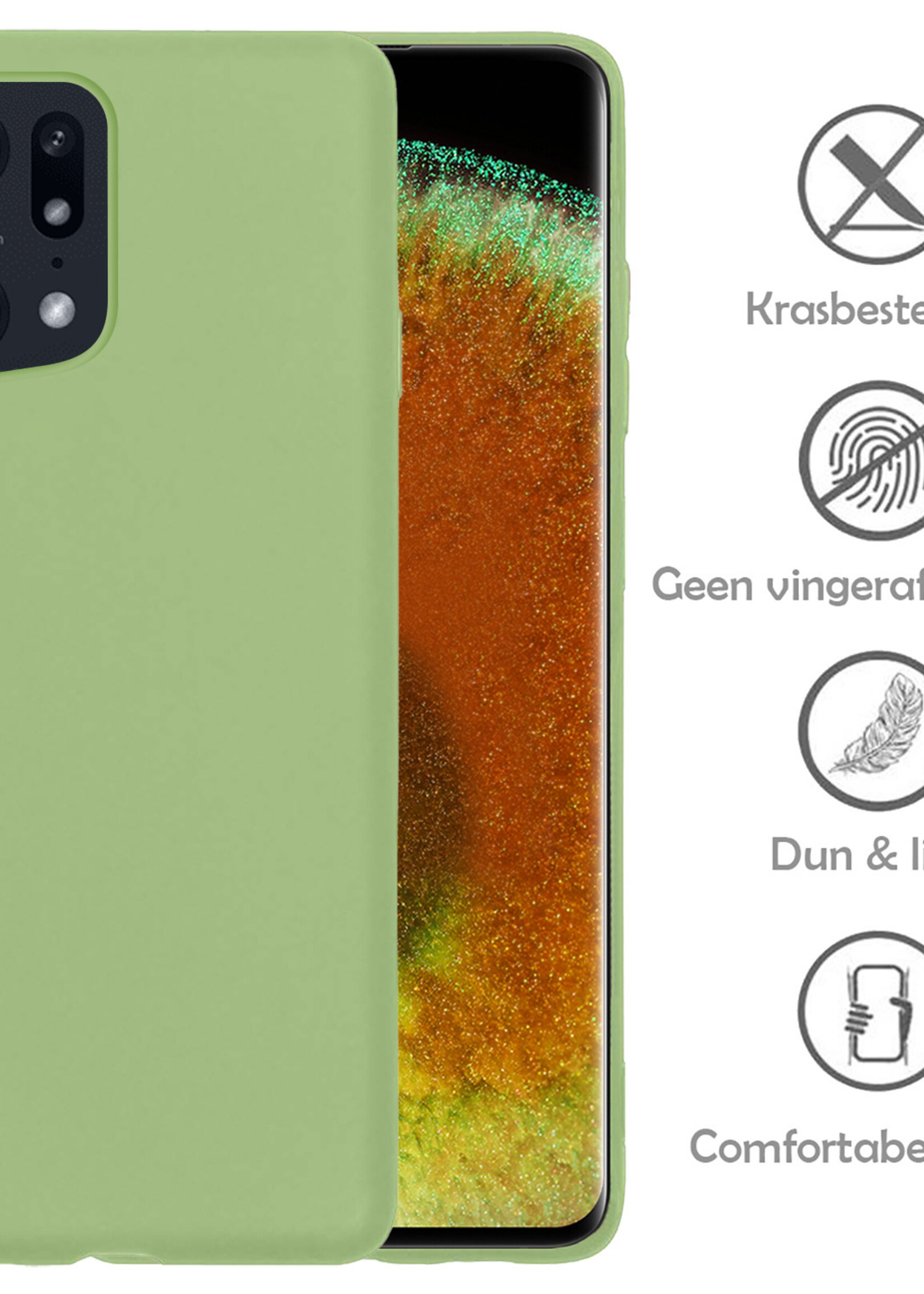 LUQ Hoesje Geschikt voor OPPO Find X5 Hoesje Siliconen Case Met 2x Screenprotector - Hoes Geschikt voor OPPO X5 Hoes Siliconen - Groen