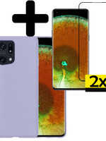 LUQ LUQ OPPO Find X5 Hoesje Siliconen Met 2x Screenprotector - Lila