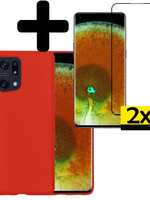 LUQ LUQ OPPO Find X5 Hoesje Siliconen Met 2x Screenprotector - Rood