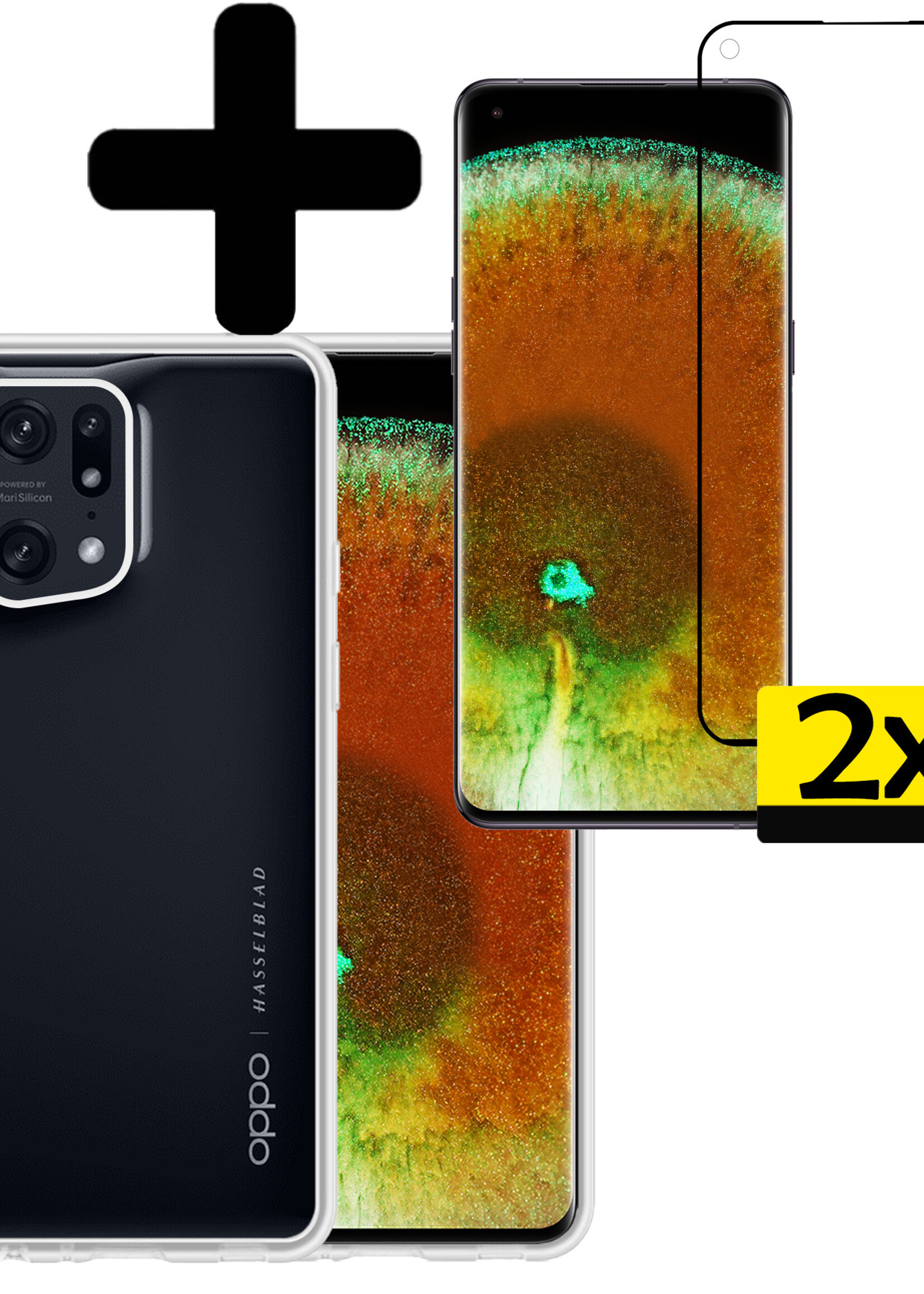 LUQ Hoesje Geschikt voor OPPO Find X5 Hoesje Siliconen Case Met 2x Screenprotector - Hoes Geschikt voor OPPO X5 Hoes Siliconen - Transparant