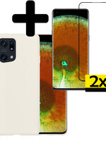 LUQ LUQ OPPO Find X5 Hoesje Siliconen Met 2x Screenprotector - Wit