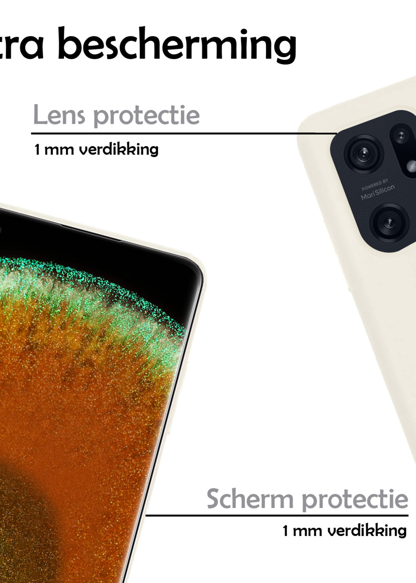LUQ Hoesje Geschikt voor OPPO Find X5 Hoesje Siliconen Case Met 2x Screenprotector - Hoes Geschikt voor OPPO X5 Hoes Siliconen - Wit