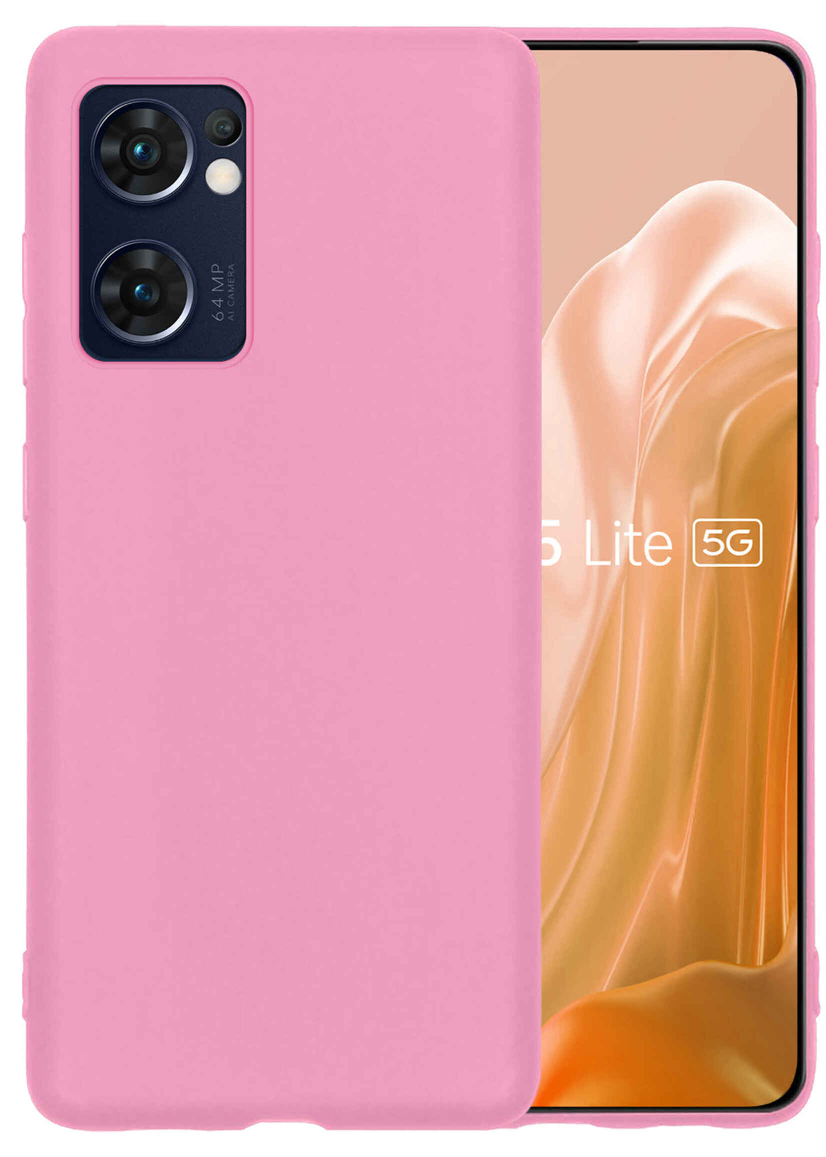 LUQ Hoesje Geschikt voor OPPO Find X5 Lite Hoesje Siliconen Case - Hoes Geschikt voor OPPO X5 Lite Hoes Siliconen - Lichtroze