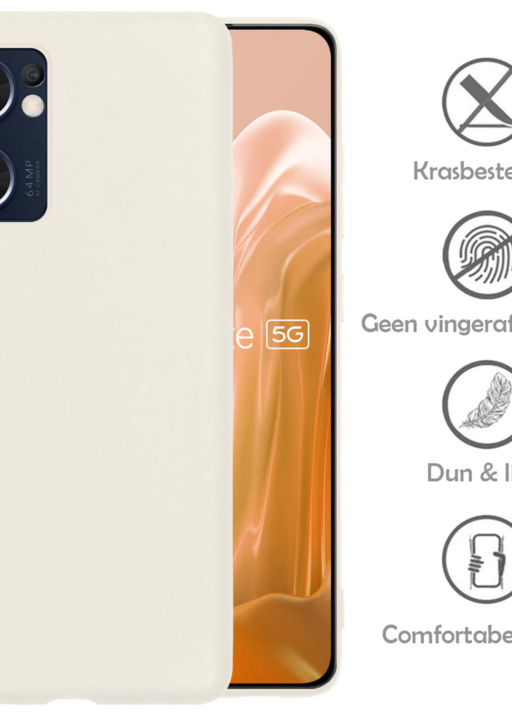LUQ Hoesje Geschikt voor OPPO Find X5 Lite Hoesje Siliconen Case - Hoes Geschikt voor OPPO X5 Lite Hoes Siliconen - Wit