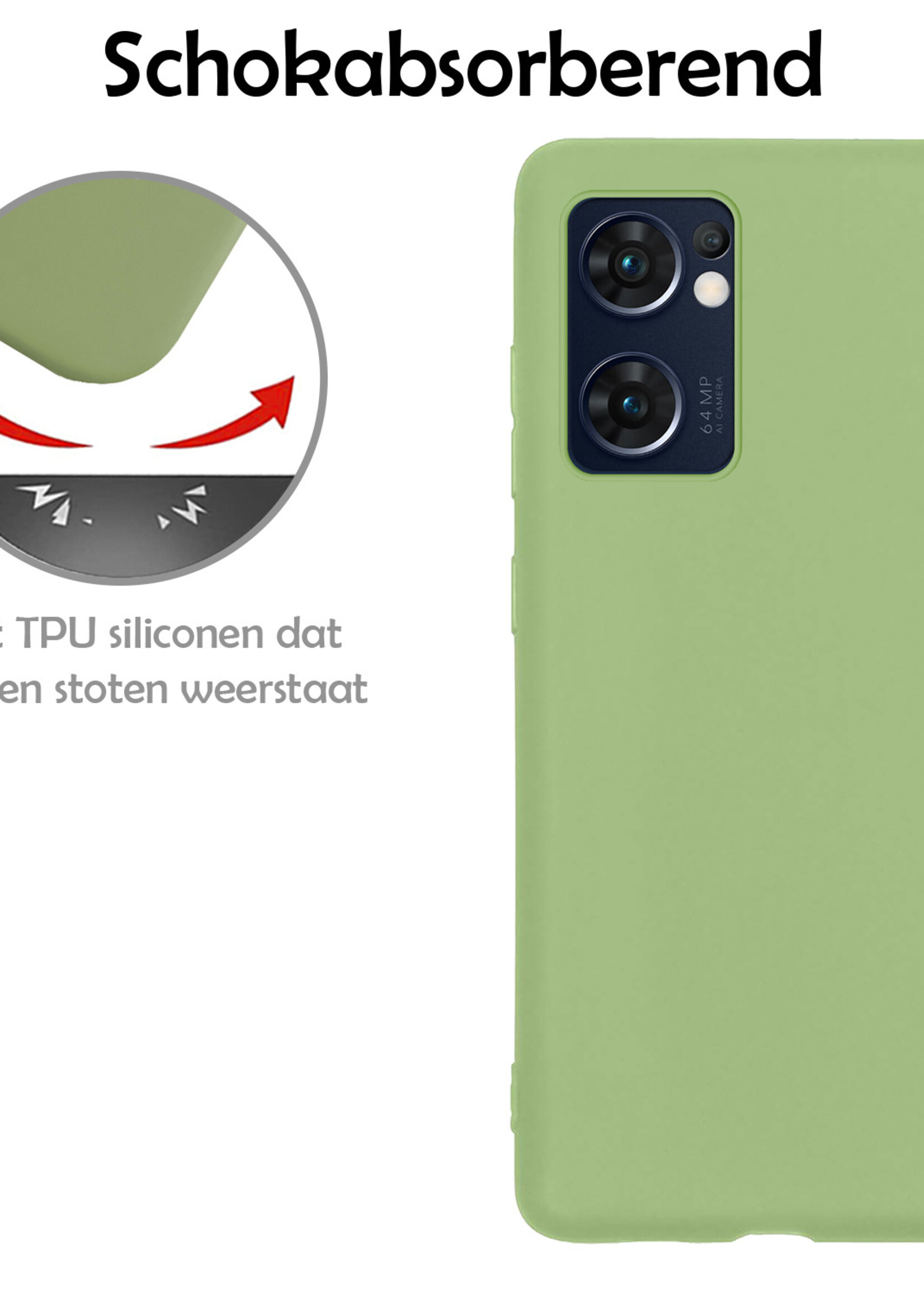 LUQ Hoesje Geschikt voor OPPO Find X5 Lite Hoesje Siliconen Case - Hoes Geschikt voor OPPO X5 Lite Hoes Siliconen - Groen - 2 Stuks