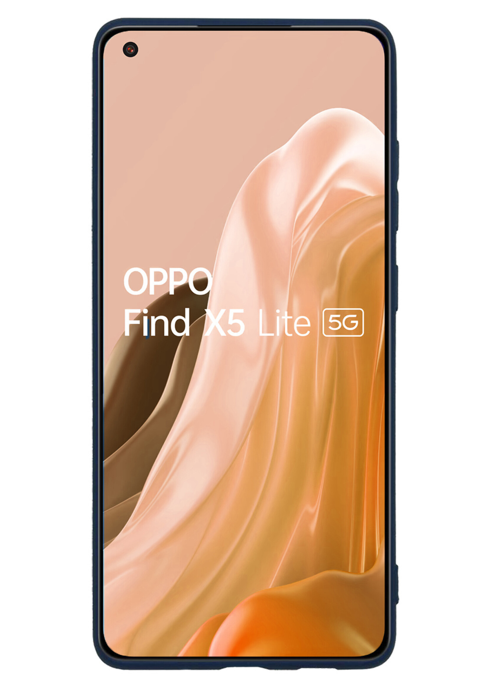 LUQ Hoesje Geschikt voor OPPO Find X5 Lite Hoesje Siliconen Case Met Screenprotector - Hoes Geschikt voor OPPO X5 Lite Hoes Siliconen - Donkerblauw