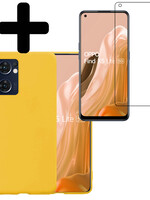 LUQ LUQ OPPO Find X5 Lite Hoesje Siliconen Met Screenprotector - Geel