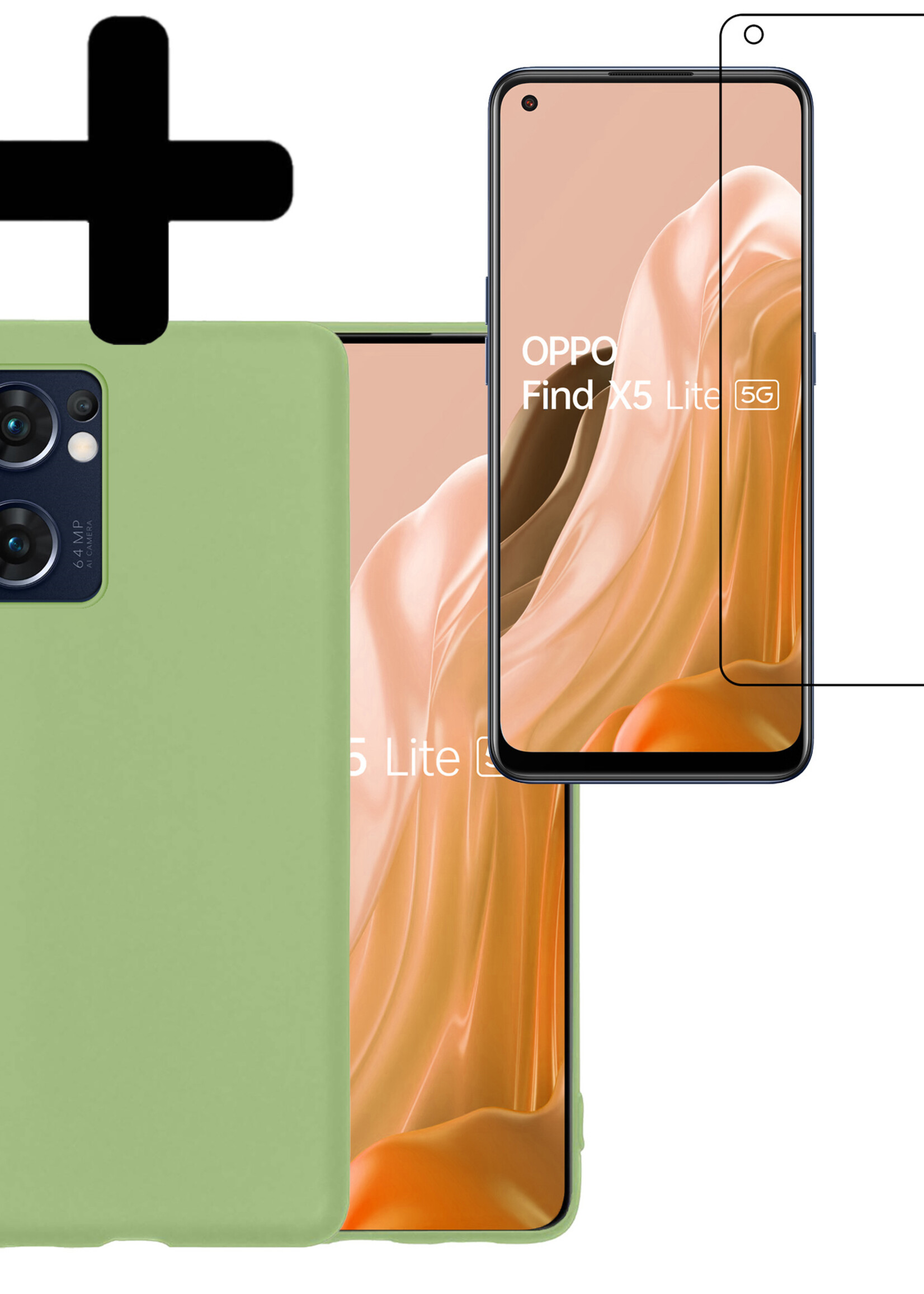 LUQ Hoesje Geschikt voor OPPO Find X5 Lite Hoesje Siliconen Case Met Screenprotector - Hoes Geschikt voor OPPO X5 Lite Hoes Siliconen - Groen