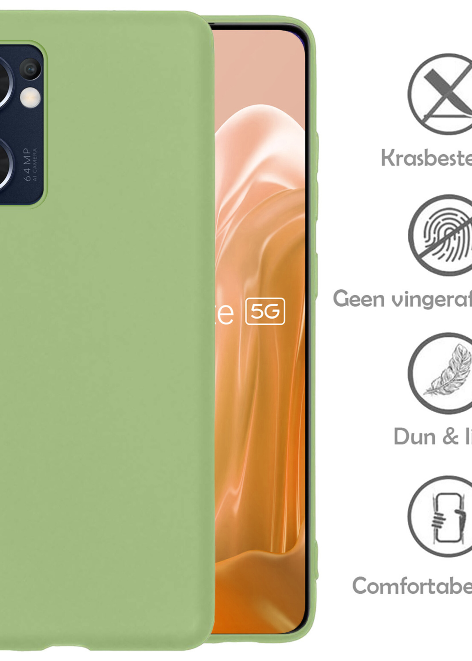 LUQ Hoesje Geschikt voor OPPO Find X5 Lite Hoesje Siliconen Case Met Screenprotector - Hoes Geschikt voor OPPO X5 Lite Hoes Siliconen - Groen