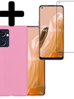 LUQ LUQ OPPO Find X5 Lite Hoesje Siliconen Met Screenprotector - Lichtroze