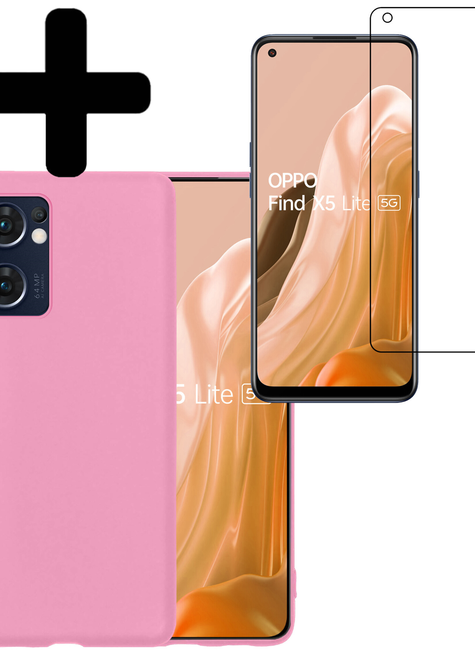 LUQ Hoesje Geschikt voor OPPO Find X5 Lite Hoesje Siliconen Case Met Screenprotector - Hoes Geschikt voor OPPO X5 Lite Hoes Siliconen - Lichtroze