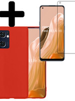 LUQ LUQ OPPO Find X5 Lite Hoesje Siliconen Met Screenprotector - Rood