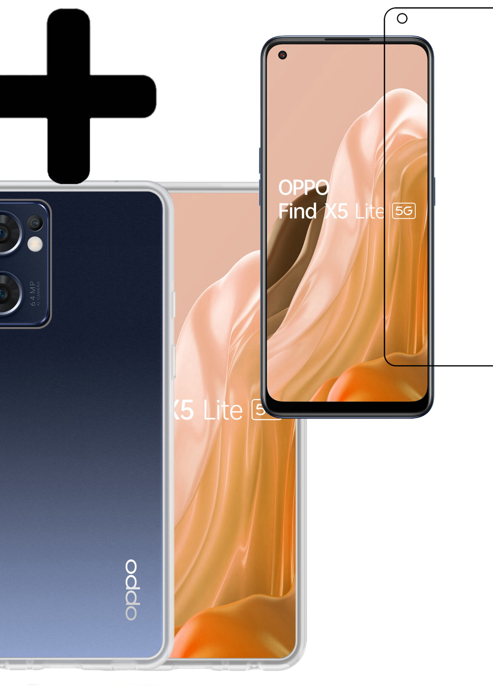 LUQ Hoesje Geschikt voor OPPO Find X5 Lite Hoesje Siliconen Case Met Screenprotector - Hoes Geschikt voor OPPO X5 Lite Hoes Siliconen - Transparant
