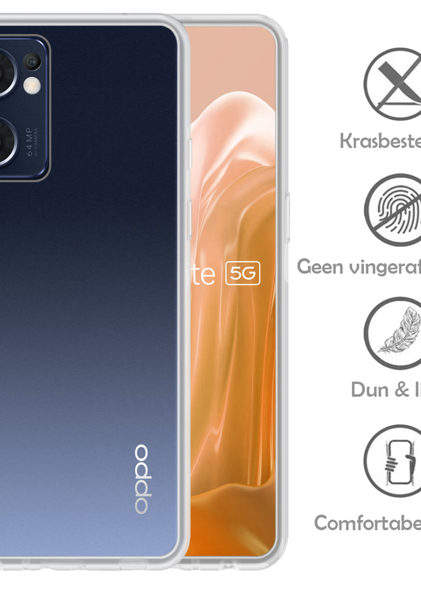 LUQ Hoesje Geschikt voor OPPO Find X5 Lite Hoesje Siliconen Case Met Screenprotector - Hoes Geschikt voor OPPO X5 Lite Hoes Siliconen - Transparant