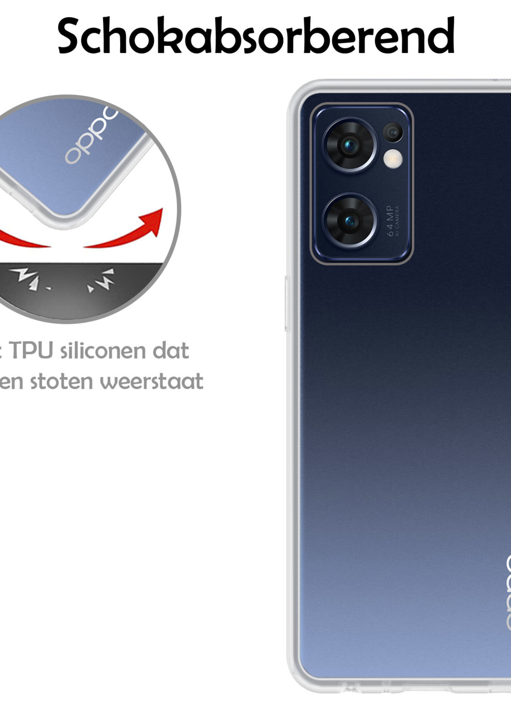 LUQ Hoesje Geschikt voor OPPO Find X5 Lite Hoesje Siliconen Case Met Screenprotector - Hoes Geschikt voor OPPO X5 Lite Hoes Siliconen - Transparant