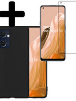 LUQ LUQ OPPO Find X5 Lite Hoesje Siliconen Met Screenprotector - Zwart